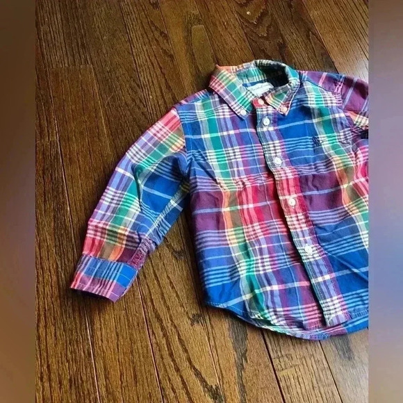 Ralph Lauren Boys 12M 100% Cotton Multi-Color Plaid Button-Down Shirt - EUC! - Picture 3 of 10